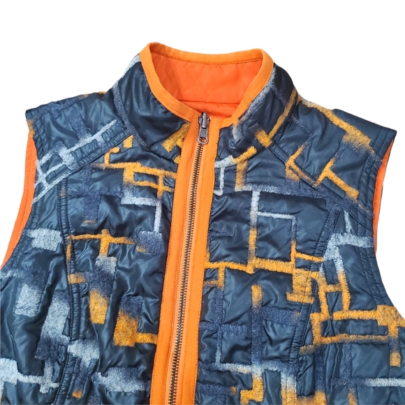 SPANNER Vest Jacket NOVIA Reversible Acrylic Geometric Design - Picture 2 of 6